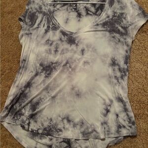 American Eagle Outfitters Blue and White Cap Sleeve T-Shirt